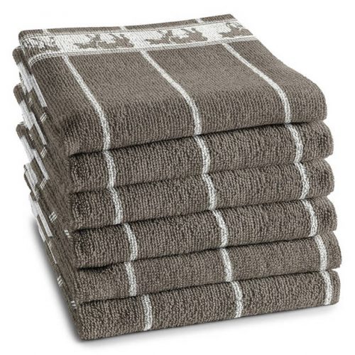 Ddddd keukendoek zw/bont taupe 50x55cm