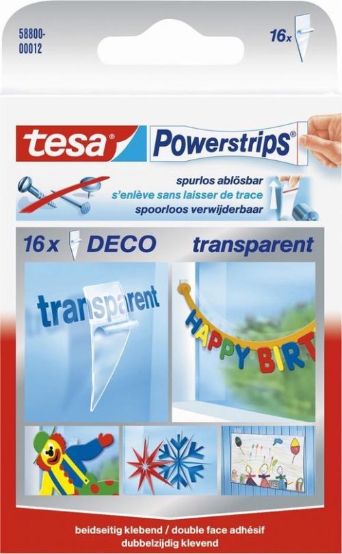 Tesa klevende strip transparant 16x200 gram