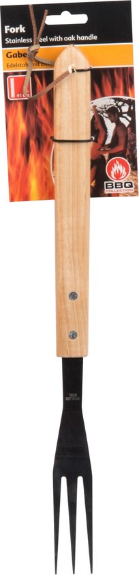 Bbq vork luxe eiken/rvs 41cm