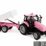 Diecast tractor met aanhanger metaal roze