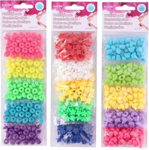 Plastic kralen 5 kleuren per set