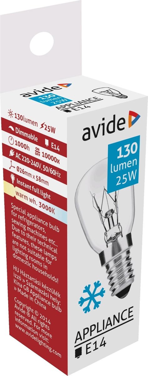 Avide koelkastlamp e14 25watt