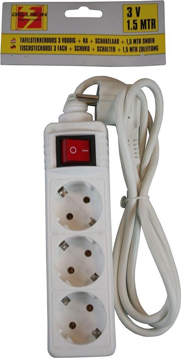 Bellson stekkerdoos 3-voudig met schakelaar