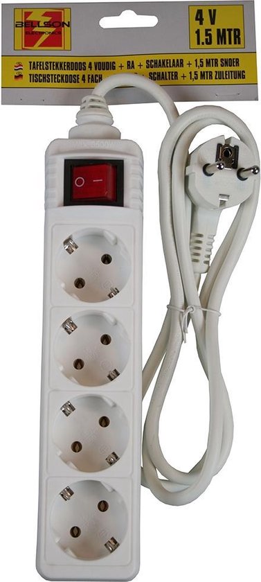 Bellson stekkerdoos 4-voudig met schakelaar