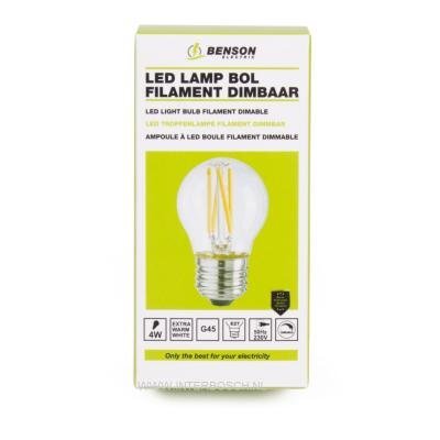 Benson E27 filament ledlamp 4watt dimbaar