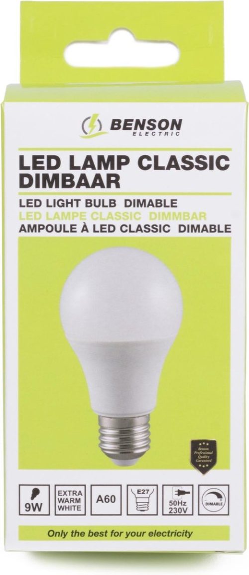 Benson E27 ledlamp 9watt dimbaar