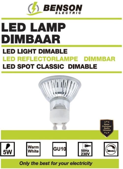 Benson GU10 ledspot 5watt dimbaar