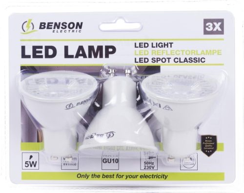 Benson GU10 ledspot 5watt dimbaar 3 stuks