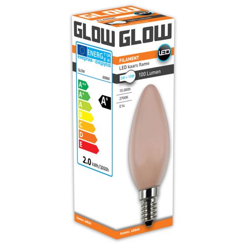 Glow ledkaars flame E14 2watt=10watt