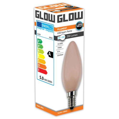 Glow ledkaars flame e14 5watt=25watt dimbaar
