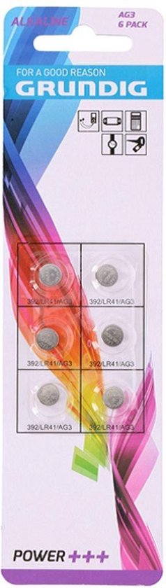 Grundig knoopcelbatterijen 6 stuks ag3/lr41