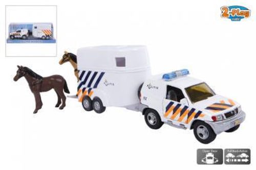 Politie auto met paardentrailer